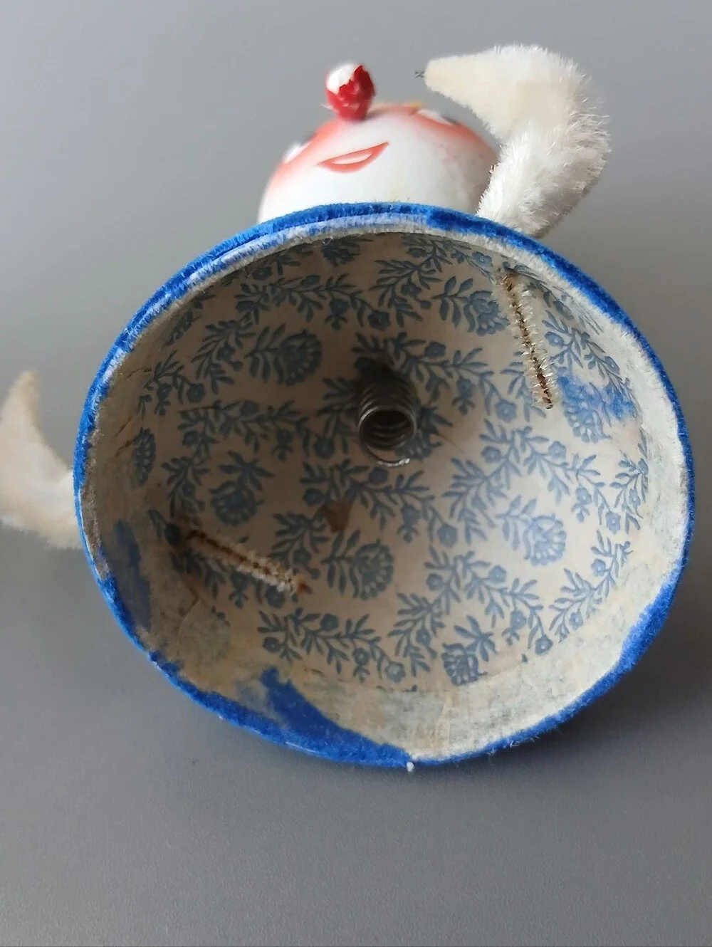 Vintage Paper Mache Snowman Candy Container Bobble Head Western Germany.